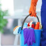Person Holding Cleaning Supplies